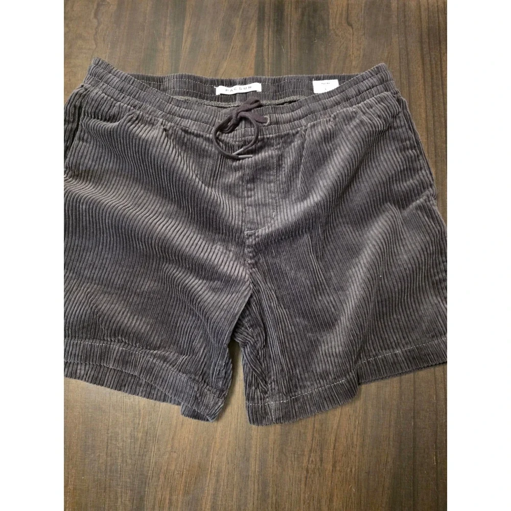 PacSun Volley Corduroy Shorts Mens Large Dark Gray Charcoal Drawstring Relaxed